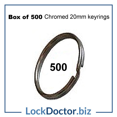 Box of 500 Chromed 20mm keyRINGS from lockdoctorbiz