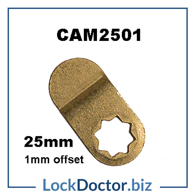 CAM2501 25mm OFFSET CAM measured from the middle of the star to the tip cranked with 1mm drop to suit LF England and Baton 19x16mm camlocks from lockdoctorbiz