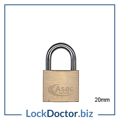 KMAS2501 ASEC 20mm Locker Padlock KEYED TO DIFFER with 2 keys each available NEXT DAY from lockdoctorbiz