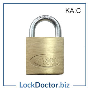 KMAS2504 ASEC 30mm Brass Padlock Keyed Alike C