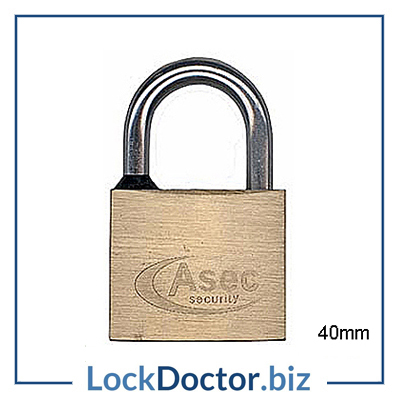 KMAS2516 ASEC 40mm Locker Padlock KEYED TO DIFFER with 2 keys each available NEXT DAY from lockdoctorbiz