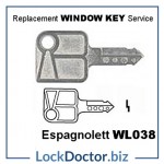 WL038 Espagnolett SKS KWL38 Window Key available next day from lockdoctorbiz