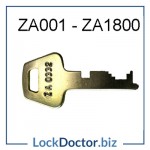 ZA001 to ZA1800 LF ENGLAND Flat Steel ZA Locker Key in the Lowe and Fletcher