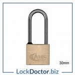 KMAS2505 ASEC 30mm LONG SHACKLE Locker Padlock KEYED ALIKE to CX with 2 keys each available NEXT DAY from lockdoctorbiz