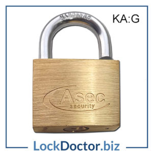 KMAS2522 ASEC 50mm Brass Padlock Keyed Alike G