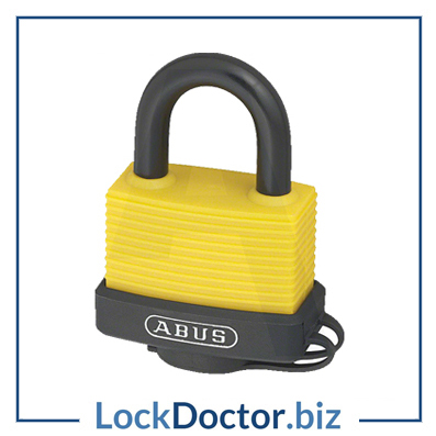 KML19179 ABUS 70AL Series Weather Resistant Aluminium Open Shackle Yellow Padlock with 2 keys from lockdoctorbiz