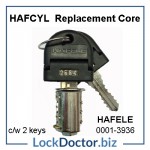 HAFCYL Replacement HAFELE OFFICE FURNITURE Lock Core MASTERED MK3 each with 2 keys from Lock Doctor Services