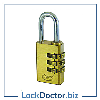 KMAS2553 Asec 30mm 3 wheel combination padlock