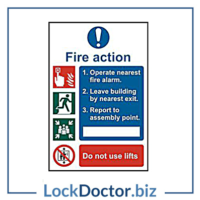 KMAS4646 Fire Action Procedure 200mm x 300mm PVC Self Adhesive Sign