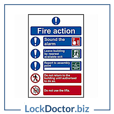 KMAS4647 Fire Action Procedure 200mm x 300mm PVC Self Adhesive Sign