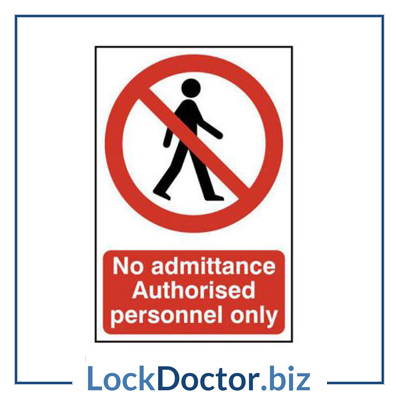 KMAS4668 No Admittance Authorised Personnel Only 200mm x 300mm PVC Self Adhesive Sign