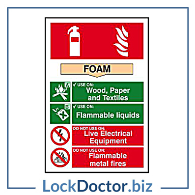 KMAS4684 Fire Extinguisher FOAM 200mm x 300mm PVC Self Adhesive Sign