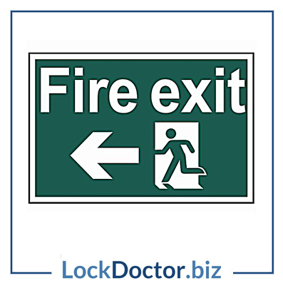 Fire Exit LEFT 200mm x 300mm PVC Self Adhesive Sign