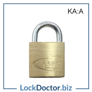 KMAS2500 ASEC 20mm Brass Padlock Keyed Alike A