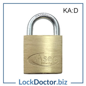 KMAS2509 ASEC 35mm Brass Padlock Keyed Alike D