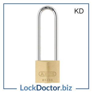 KML19100 ABUS 6530 Long Shackle 30mm Brass Padlock Keyed to Differ