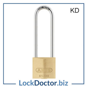 KML19119 ABUS 6530 Long Shackle 30mm Brass Padlock Keyed to Differ