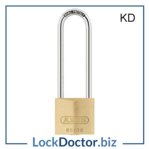 KML19123 ABUS 6530 Long Shackle 30mm Brass Padlock Keyed to Differ