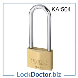 KML19545 ABUS 80mm Brass Long Shackle Padlock KA 504